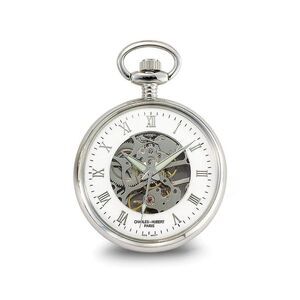 Charles Hubert Chrome-finish Off-White Ceramic Dial Pocket Watch